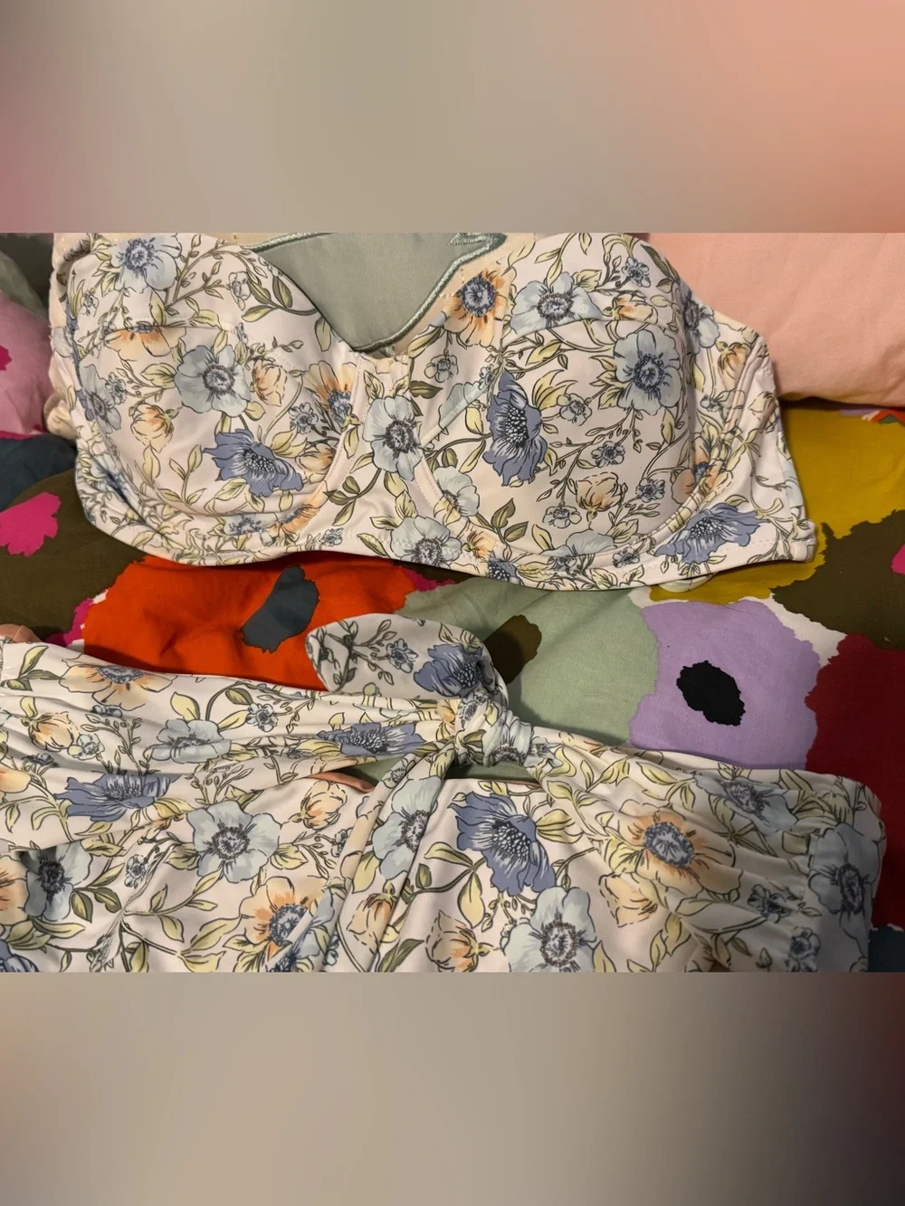 J Crew Floral Vines swim set; 38C and Large